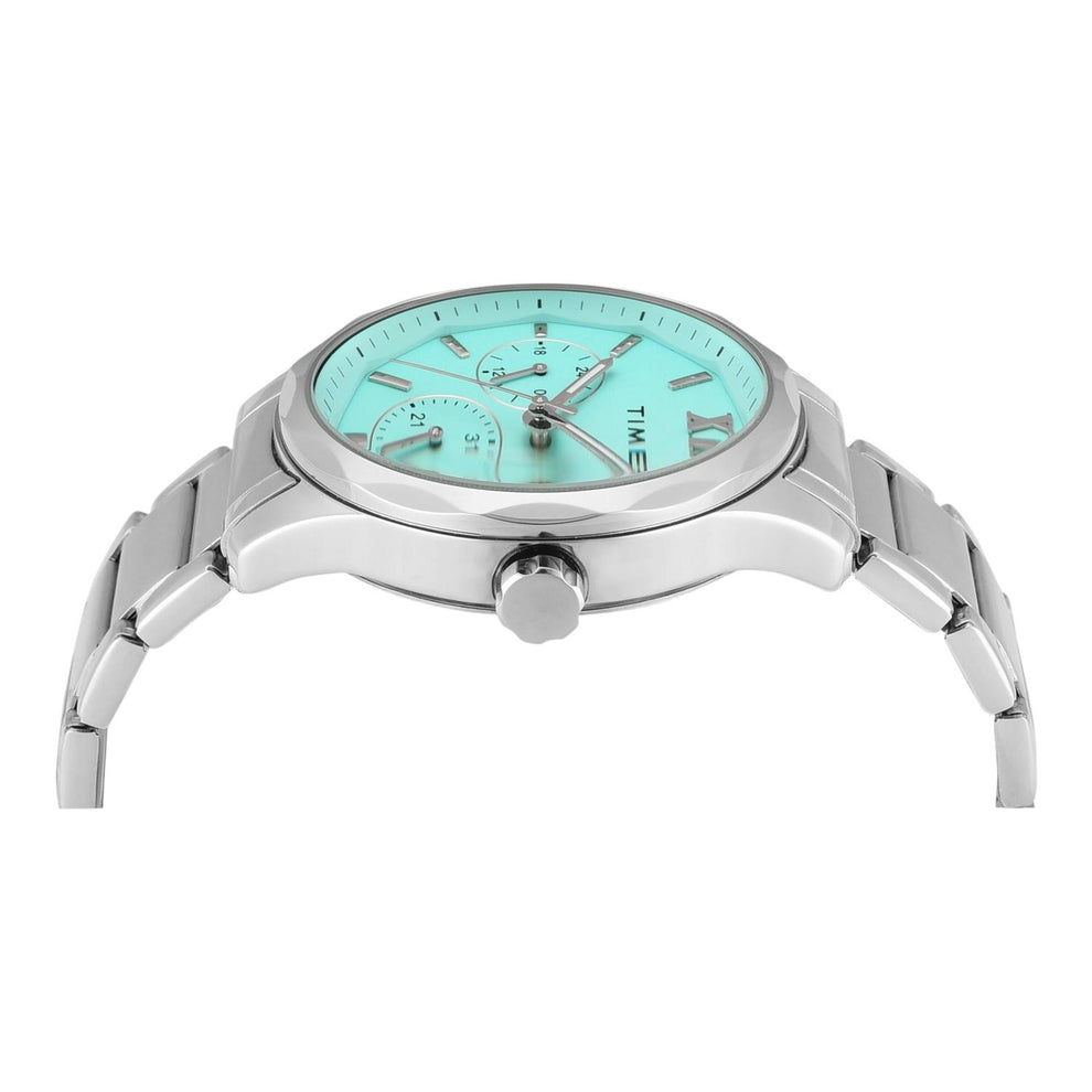 Timex TW0TG7639 Men’s Tiffany-Blue Dial Analog Watch with Silver Stainless-Steel Strap