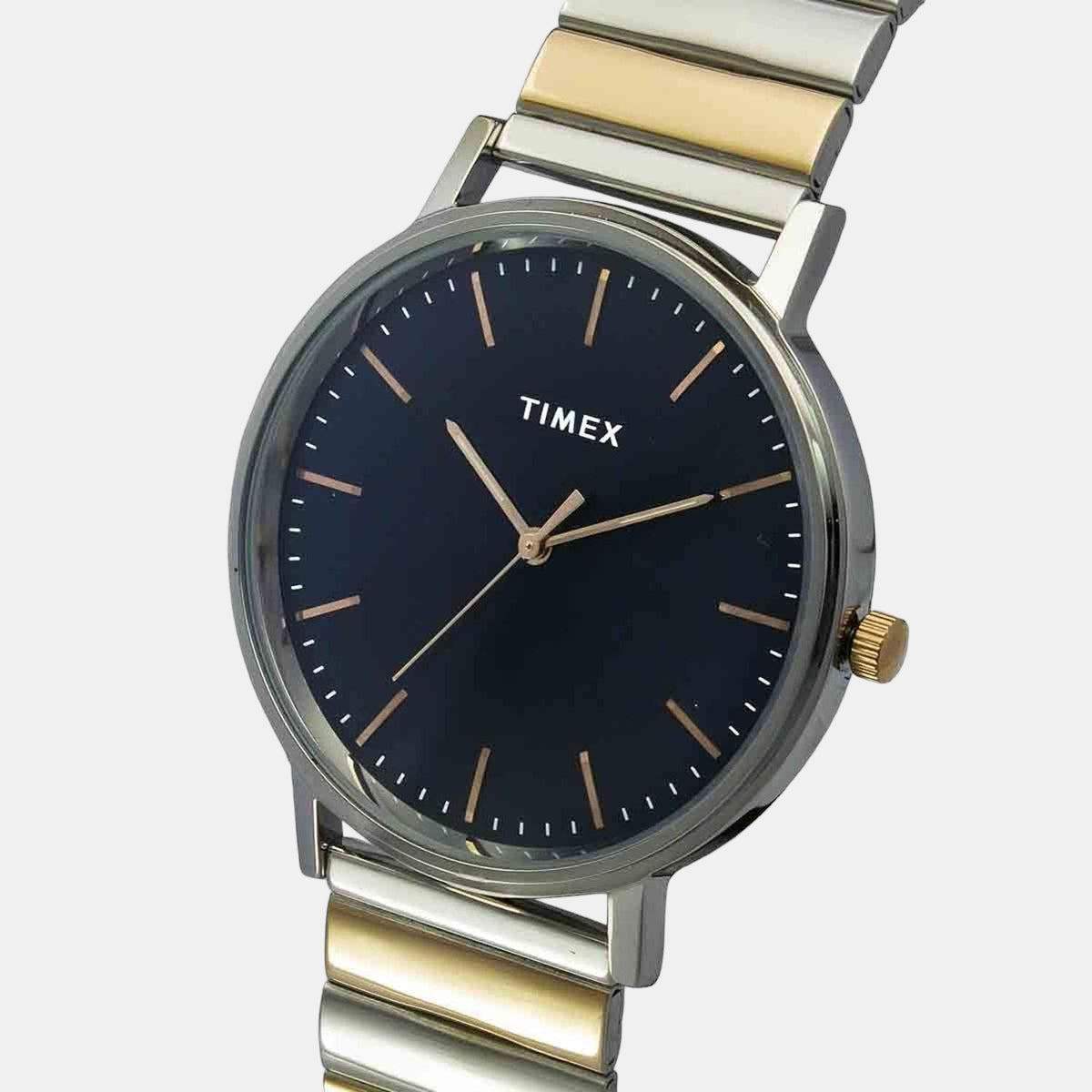 Timex TW0TG8008 Two-Tone Stainless Steel Bracelet Analog Men Watch – Blue Dial, Round Case, Quartz Movement