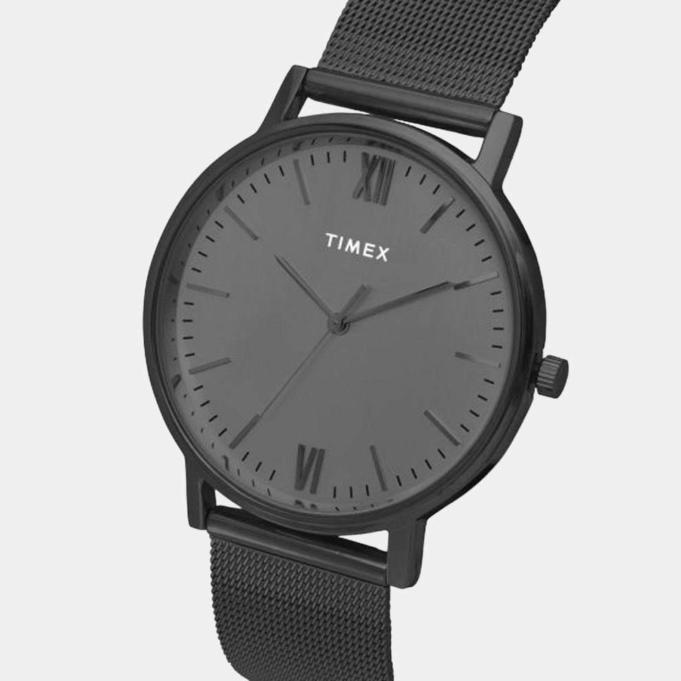 Timex TW0TG8012 Men’s Grey-Dial Black Mesh Stainless Steel Analog Watch