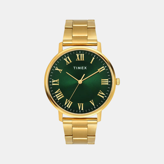 Timex TW0TG8024 Men’s Green Dial Analog Watch with Stainless-Steel Strap