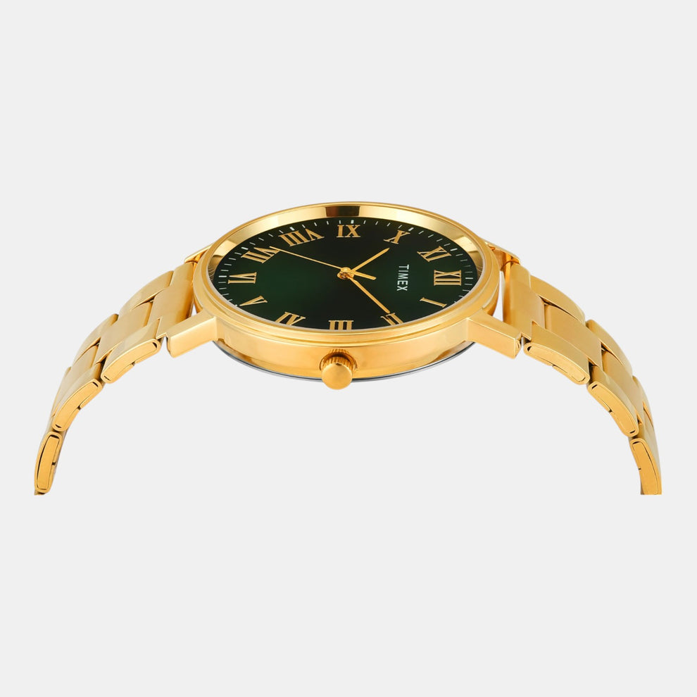 Timex TW0TG8024 Men’s Green Dial Analog Watch with Stainless-Steel Strap