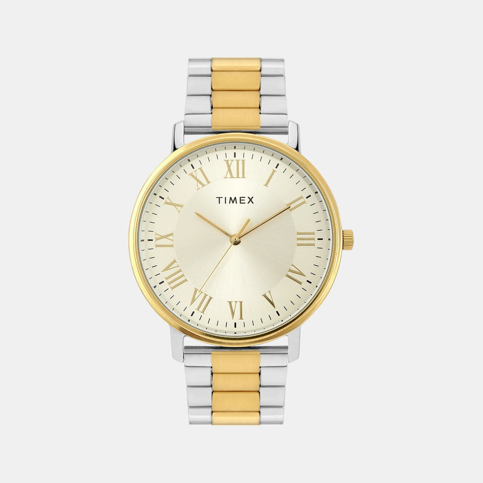 Timex TW0TG8025 Men’s Champagne Dial Analog Watch with Stainless Steel Strap
