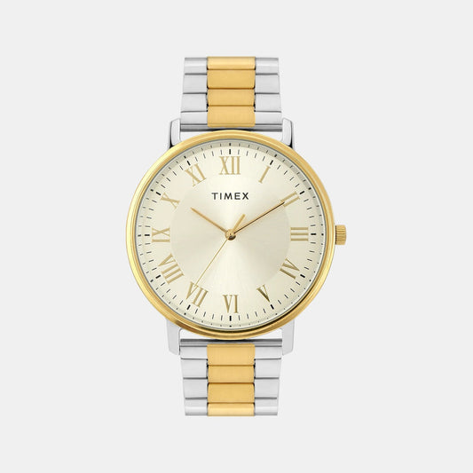 Timex TW0TG8025 Men’s Champagne Dial Analog Watch with Stainless Steel Strap