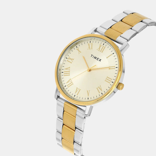 Timex TW0TG8025 Men’s Champagne Dial Analog Watch with Stainless Steel Strap