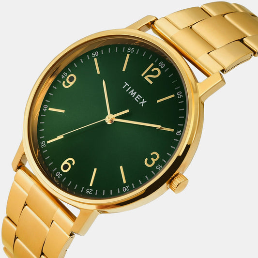 Timex TW0TG8027 Men’s Green Dial Analog Watch with Stainless Steel Strap