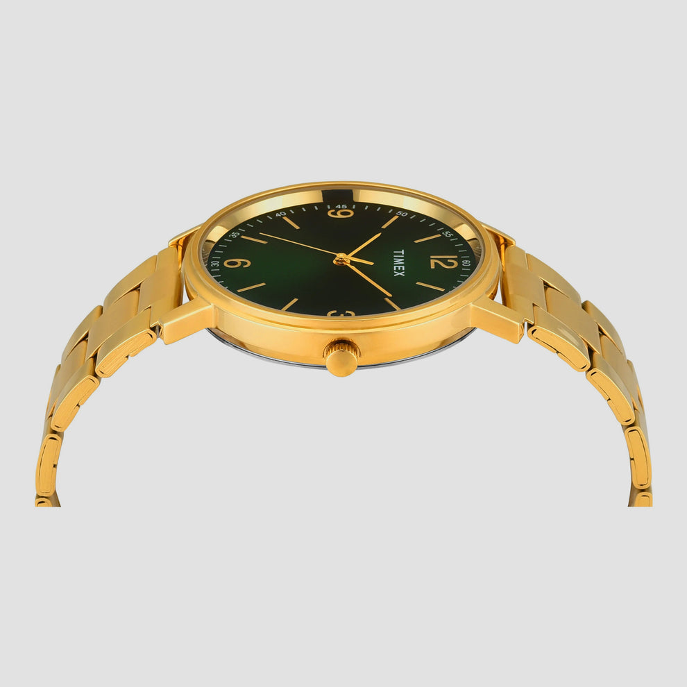Timex TW0TG8027 Men’s Green Dial Analog Watch with Stainless Steel Strap