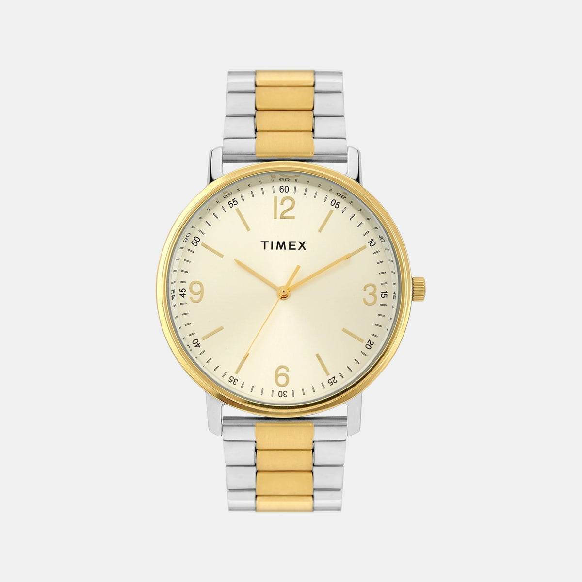 Timex TW0TG8028 Champagne/Gold Dial Round Analog Men Watch – Stainless Steel Bracelet, Quartz Movement