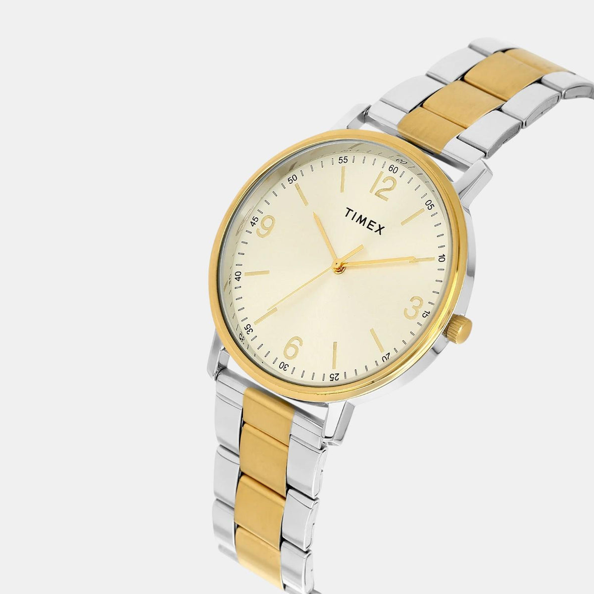 Timex TW0TG8028 Champagne/Gold Dial Round Analog Men Watch – Stainless Steel Bracelet, Quartz Movement