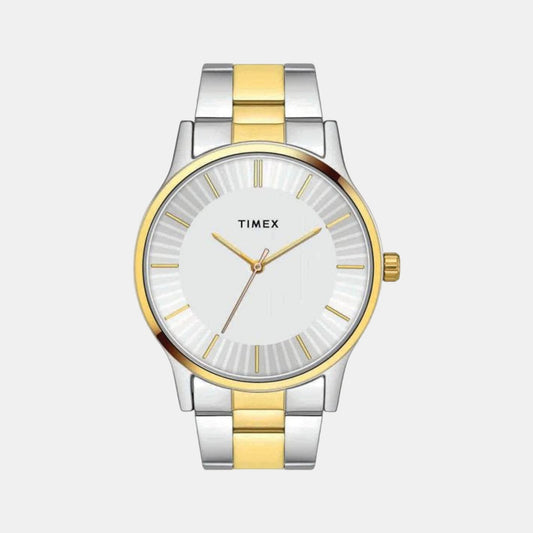 Timex TW0TG8302 Two-Tone Stainless Steel Bracelet Analog Men Watch – Silver Dial, Round Case, Quartz Movement
