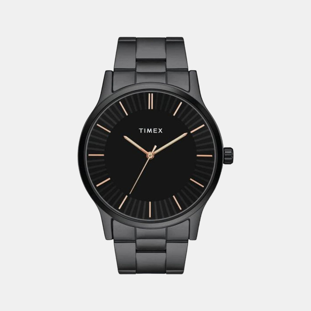 Timex TW0TG8304 Men’s Black Analog Quartz Watch Black Dial & Stainless Steel Bracelet