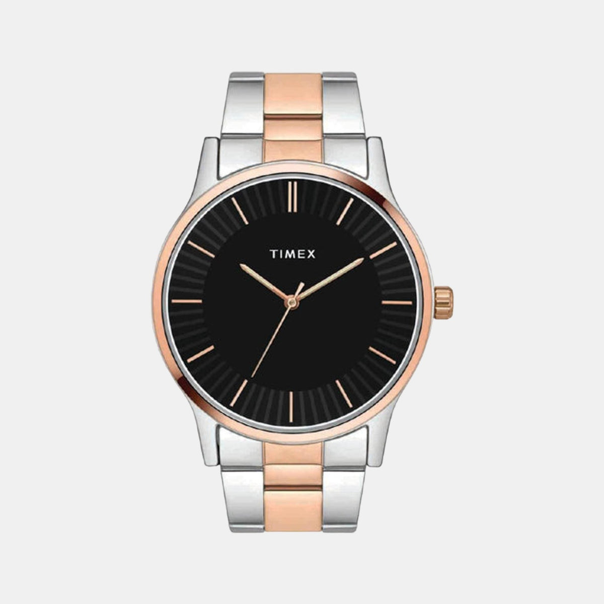 Timex TW0TG8305 Two-Tone Stainless Steel Bracelet Analog Men Watch – Black Dial, Round Case, Quartz Movement