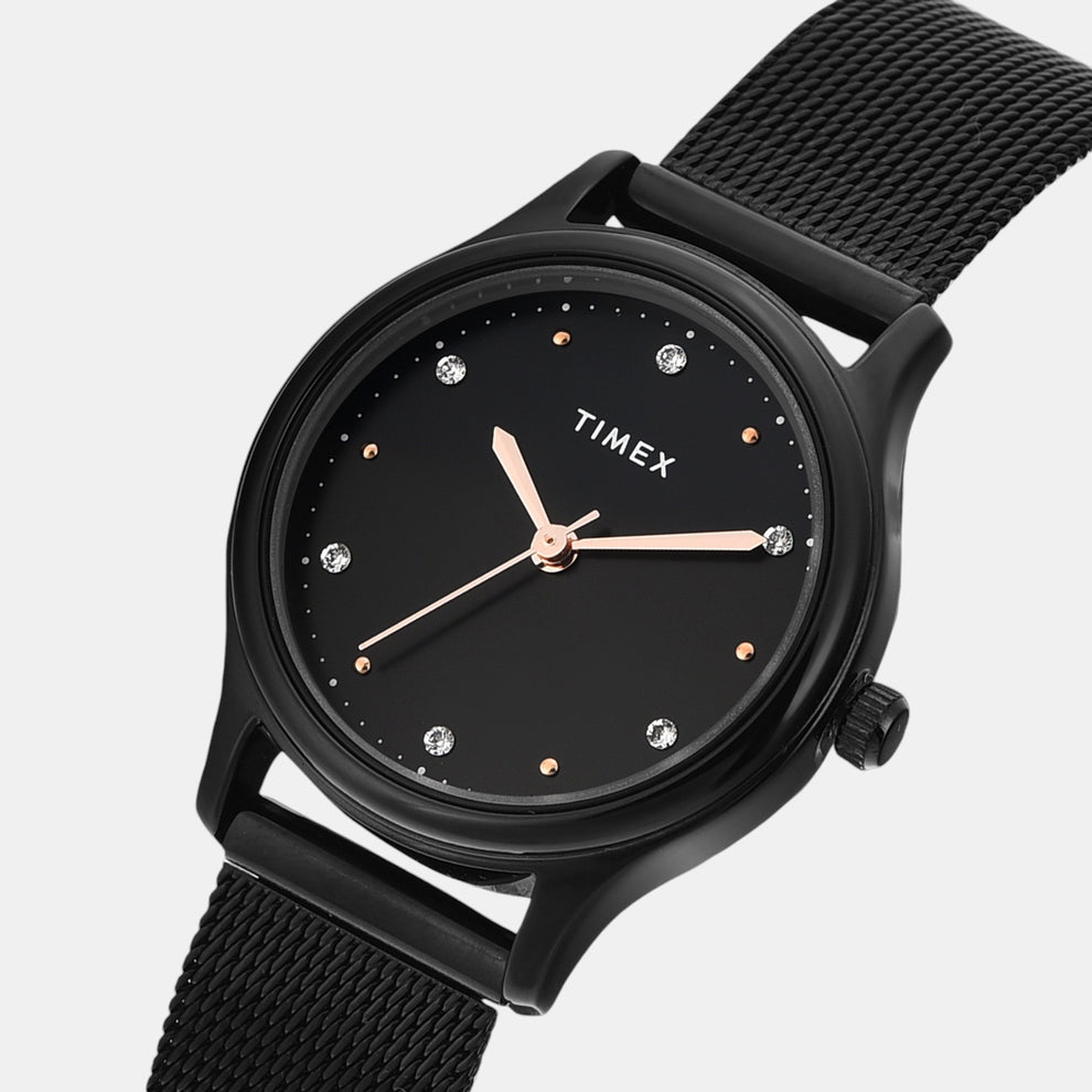 Timex TW0TL8716 Women’s Black Dial Analog Stainless Steel Watch