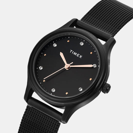 Timex TW0TL8716 Women’s Black Dial Analog Stainless Steel Watch
