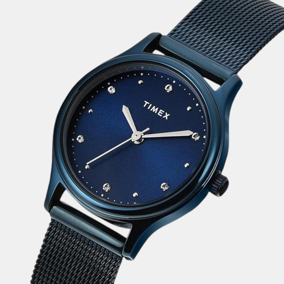 Timex TW0TL8717 Women’s Blue Dial Analog Watch with Stainless Steel Strap