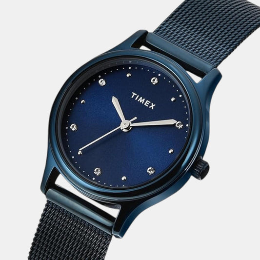 Timex TW0TL8717 Women’s Blue Dial Analog Watch with Stainless Steel Strap