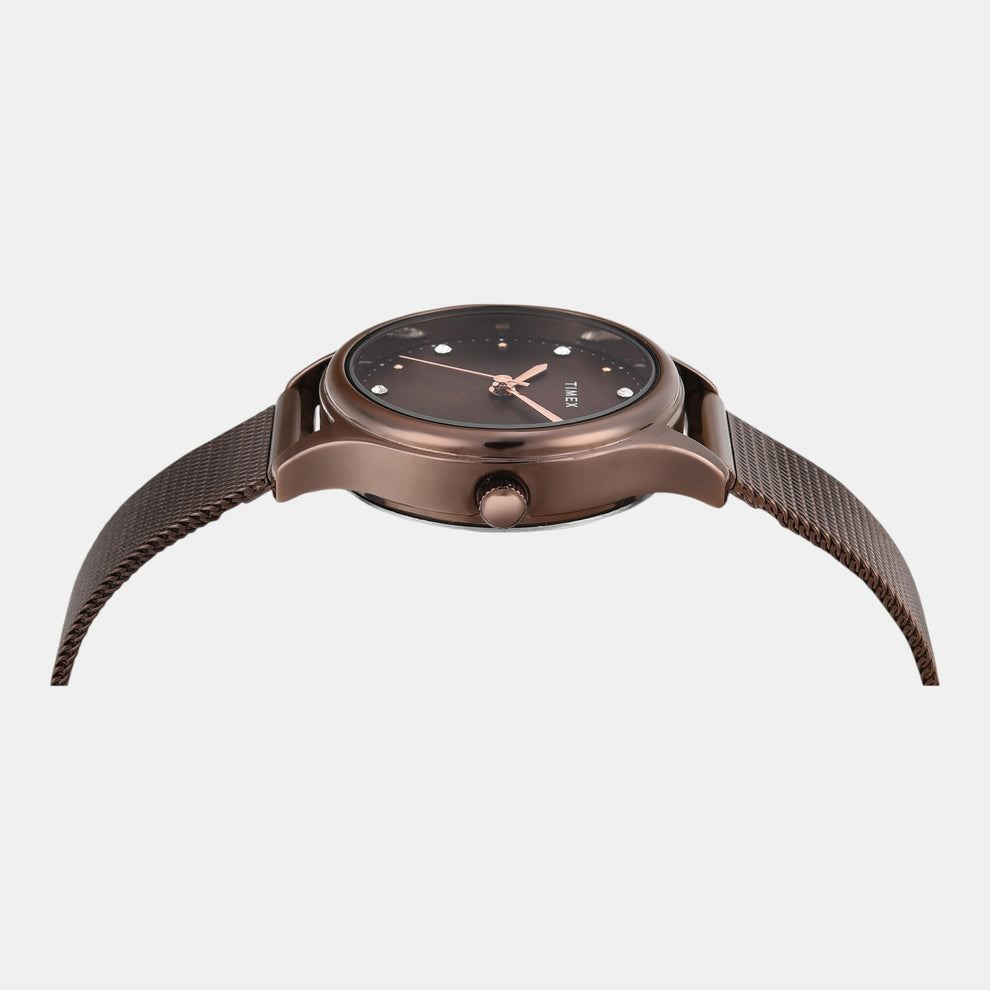 Timex TW0TL8718 Women’s Brown Dial Analog Watch with Stainless Steel Strap