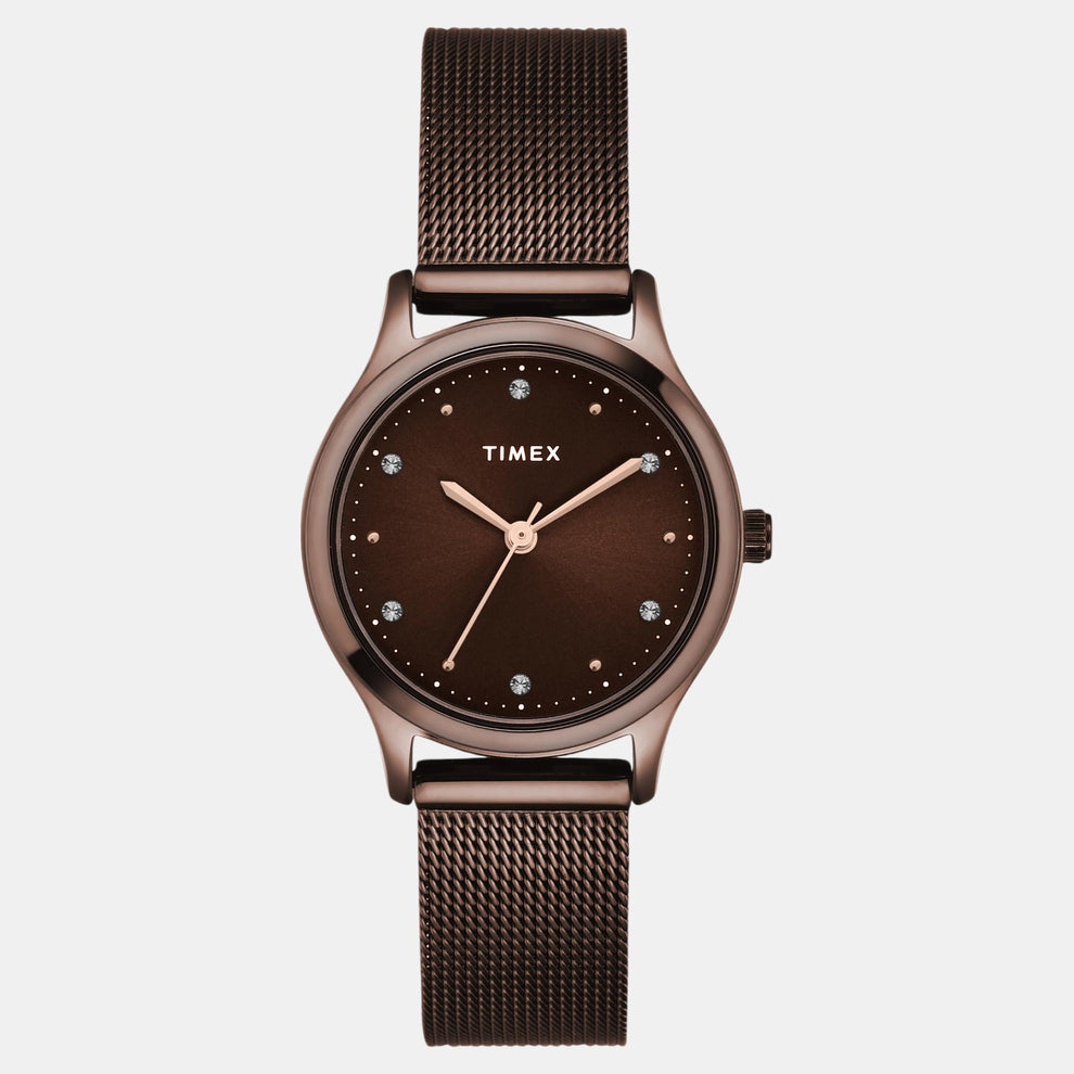 Timex TW0TL8718 Women’s Brown Dial Analog Watch with Stainless Steel Strap