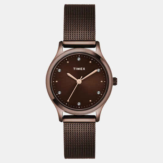 Timex TW0TL8718 Women’s Brown Dial Analog Watch with Stainless Steel Strap