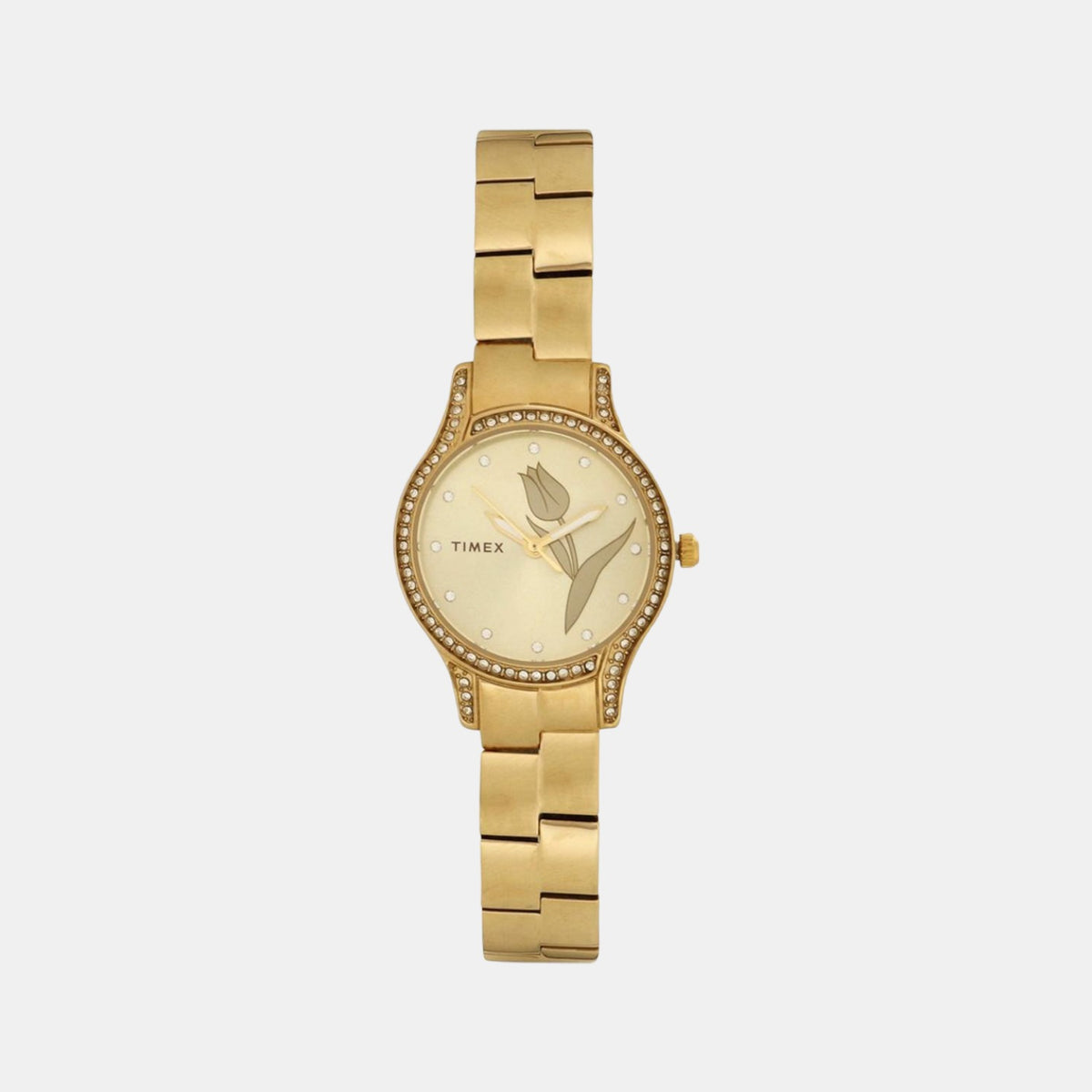 Timex TWUTL9501 Analog Quartz Watch for Women – Champagne Dial, Gold‑Tone Stainless Steel Bracelet