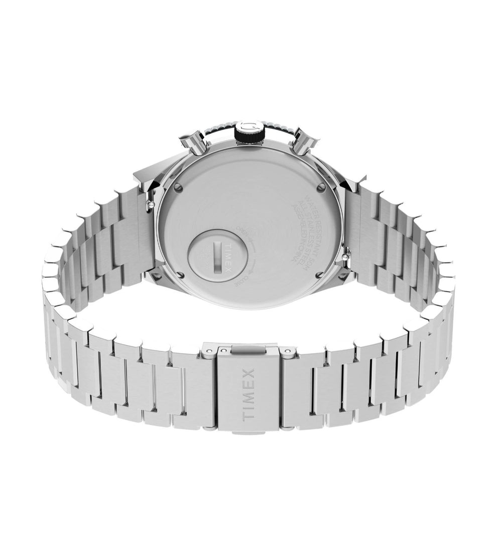 Timex TW2V69800UJ Analog Quartz Chronograph Watch for Men – Black Dial, Silver Stainless Steel Bracelet