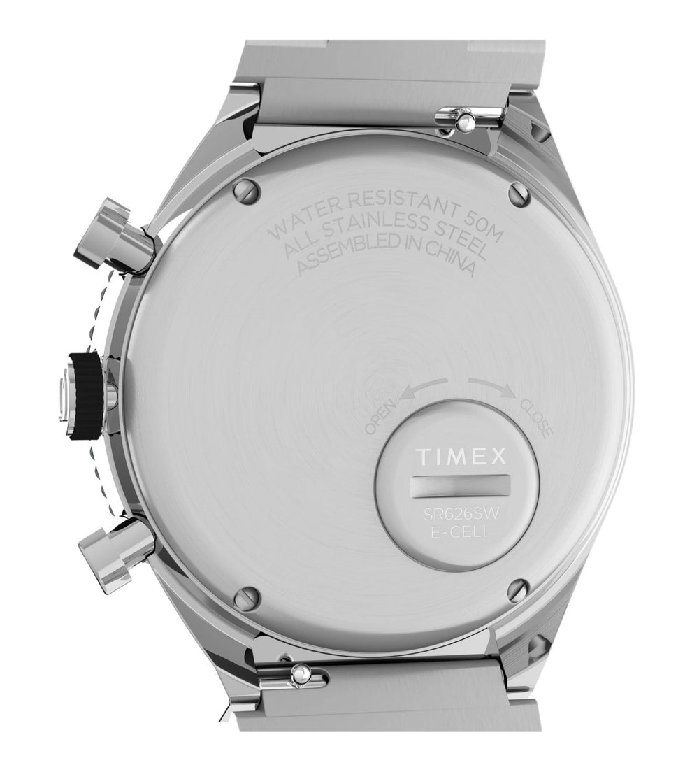 Timex TW2V69800UJ Analog Quartz Chronograph Watch for Men – Black Dial, Silver Stainless Steel Bracelet
