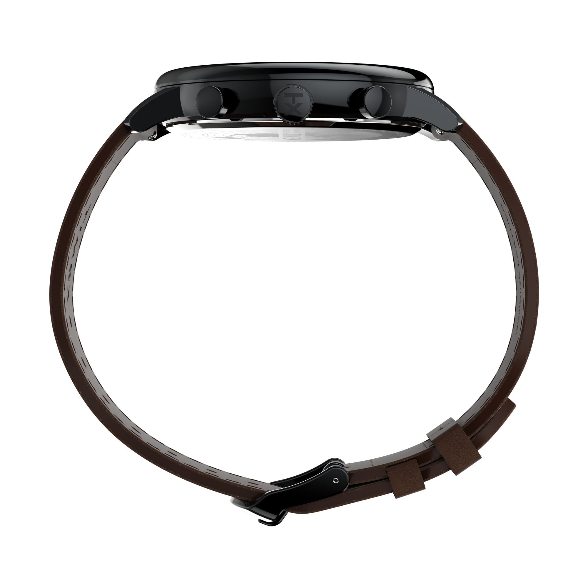 Timex Trend TW2W13200UJ Quartz Analog Black Dial Round Watch With Brown Leather Strap For Men