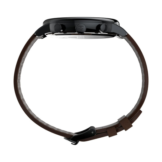 Timex Trend TW2W13200UJ Quartz Analog Black Dial Round Watch With Brown Leather Strap For Men