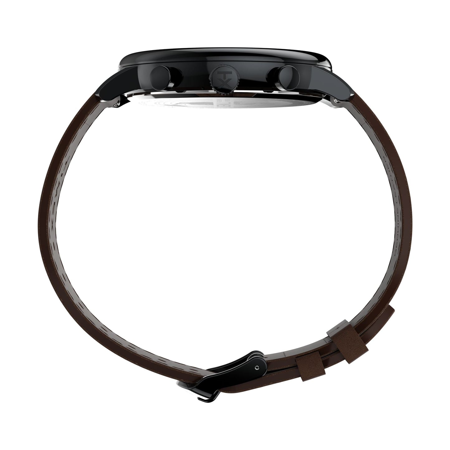 Timex Trend TW2W13200UJ Quartz Analog Black Dial Round Watch With Brown Leather Strap For Men