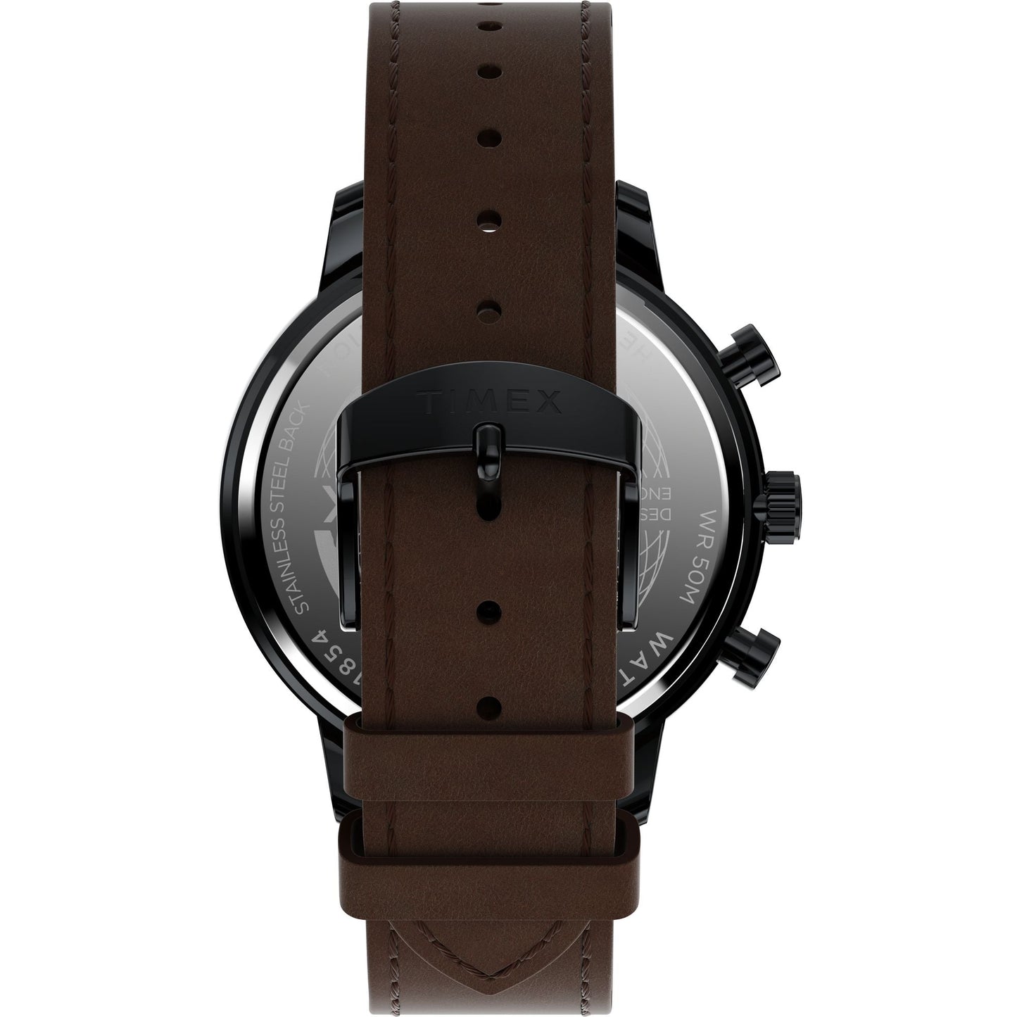 Timex Trend TW2W13200UJ Quartz Analog Black Dial Round Watch With Brown Leather Strap For Men
