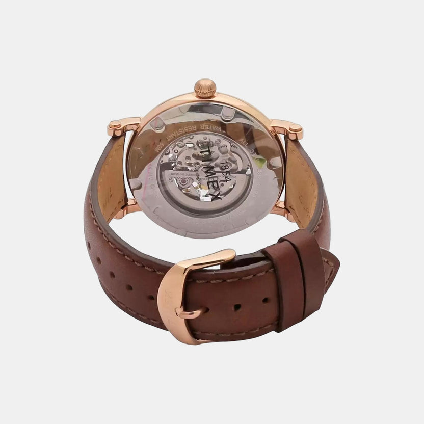 Timex TWEG16705 Men Quartz Silver Dial Leather Strap Analog Watch