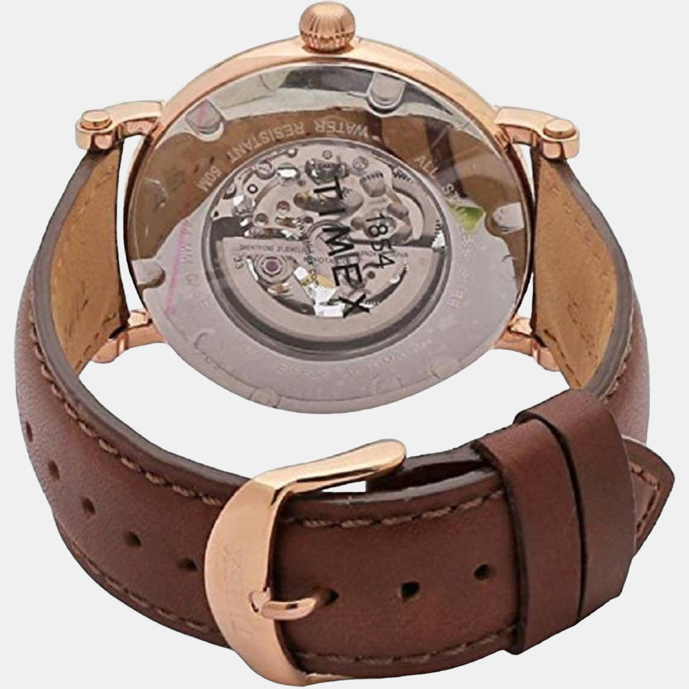 Timex TWEG18400 Men’s Blue Dial Brown Leather Analog Quartz Watch