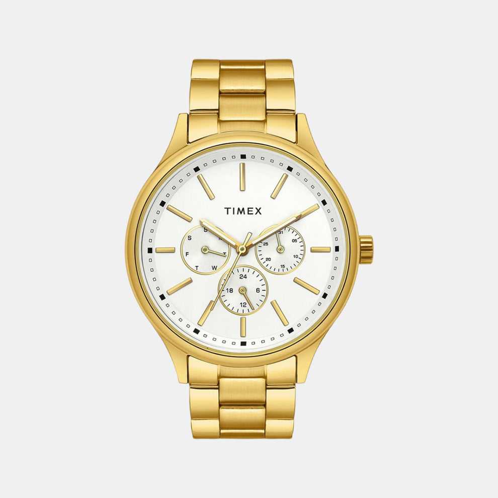 Timex TWEG18416 Mens Silver Dial Quartz Analog Watch Classic Stainless Steel Round Watch
