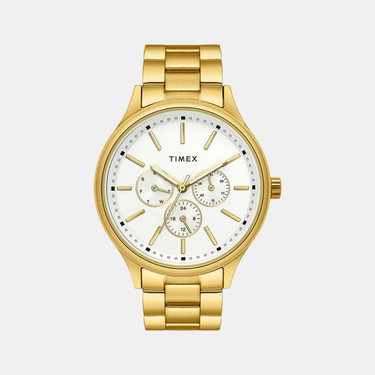 Timex TWEG18416 Mens Silver Dial Quartz Analog Watch Classic Stainless Steel Round Watch