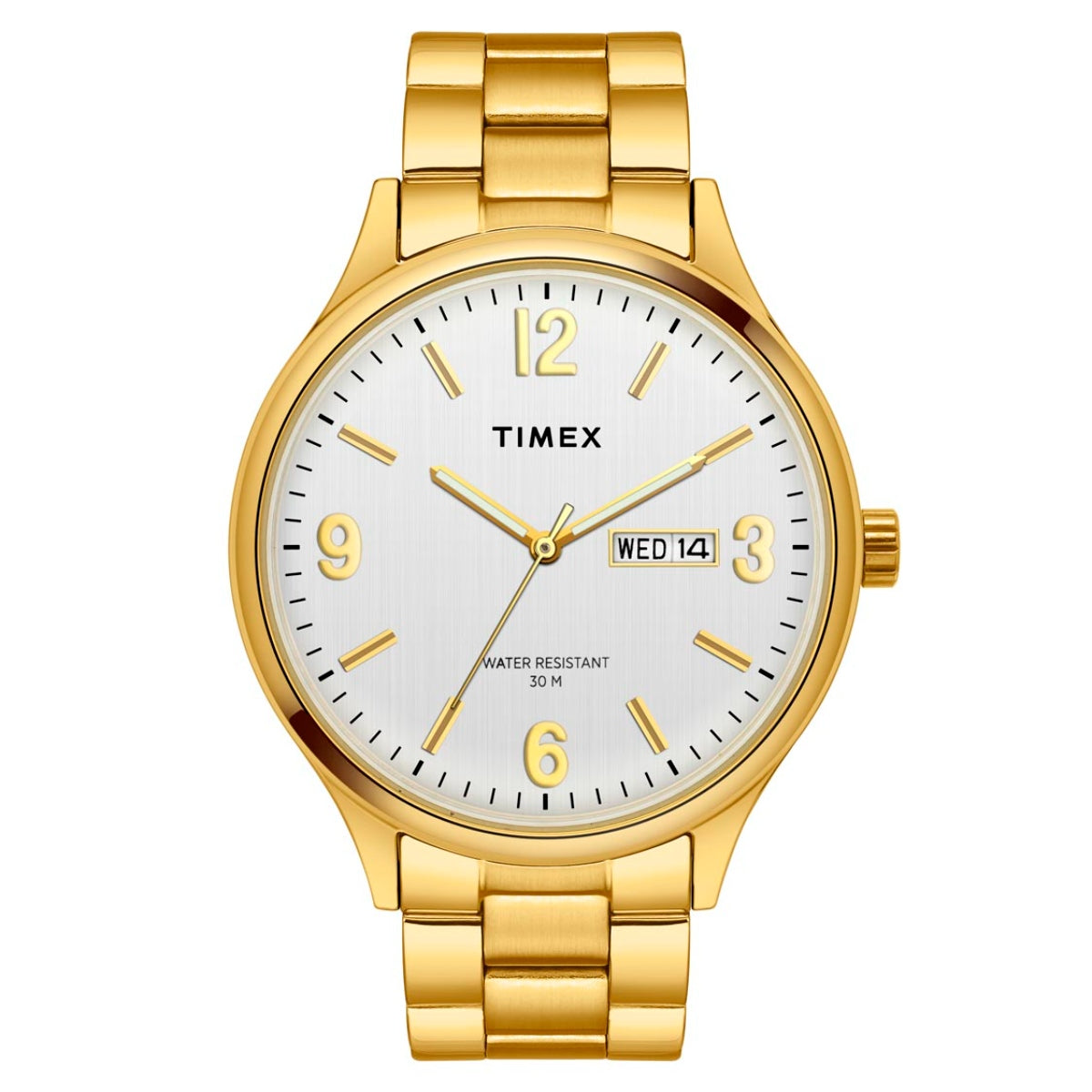 Timex TWEG18421 Mens Gold Dial Quartz Analog Watch Classic Stainless Steel Round Watch
