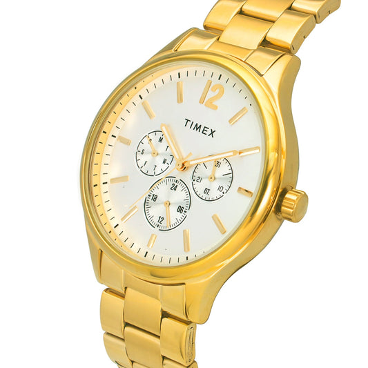 Timex TWEG18421 Mens Gold Dial Quartz Analog Watch Classic Stainless Steel Round Watch