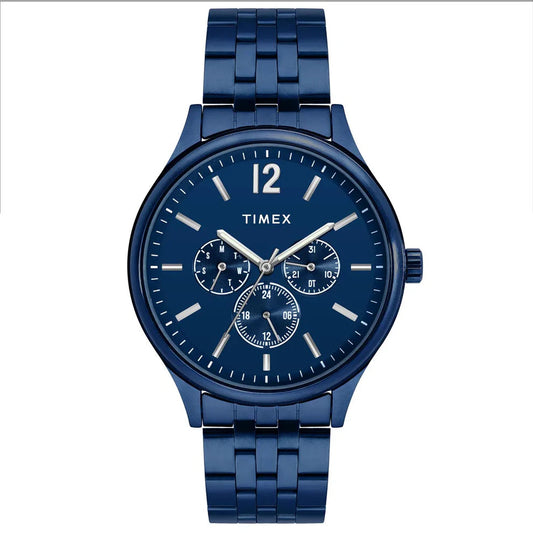 Timex TWEG18437 Men’s Blue Dial Quartz Analog Watch with Stainless Steel Strap