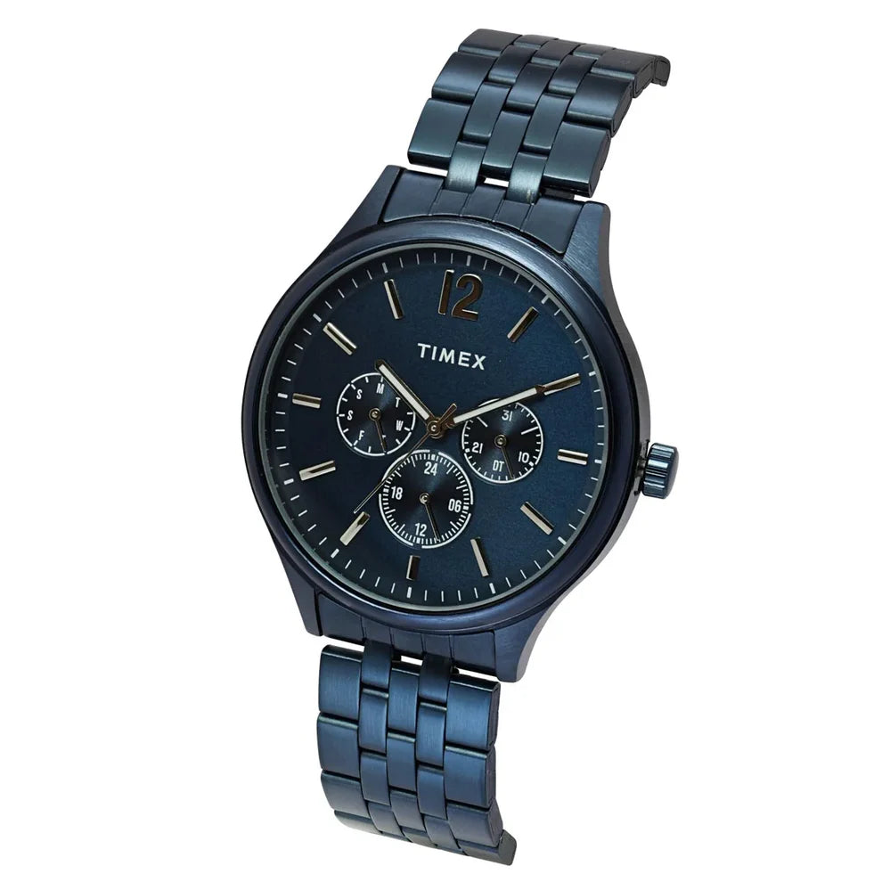 Timex TWEG18437 Men’s Blue Dial Quartz Analog Watch with Stainless Steel Strap