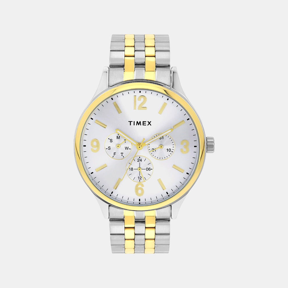 Timex TWEG18441 Men’s Silver Dial Analog Watch with Stainless-Steel Strap