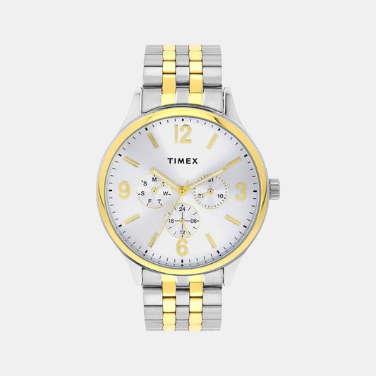 Timex TWEG18441 Men’s Silver Dial Analog Watch with Stainless-Steel Strap