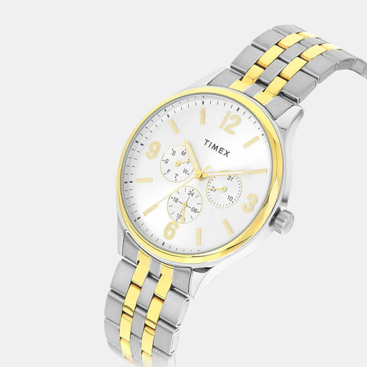 Timex TWEG18441 Men’s Silver Dial Analog Watch with Stainless-Steel Strap