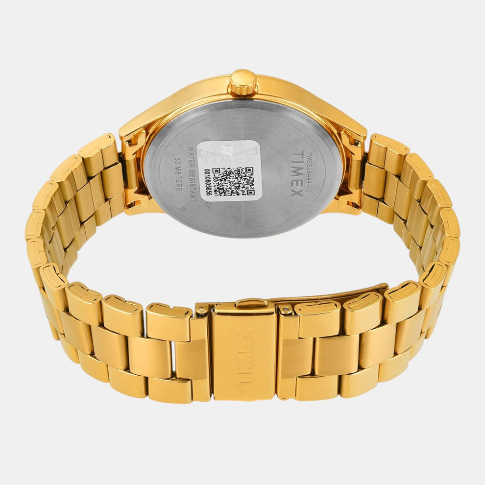 Timex TWEG18444 Men’s Champagne Dial Analog Watch with Gold Stainless Steel Strap