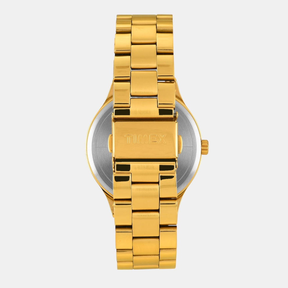 Timex TWEG18444 Men’s Champagne Dial Analog Watch with Gold Stainless Steel Strap