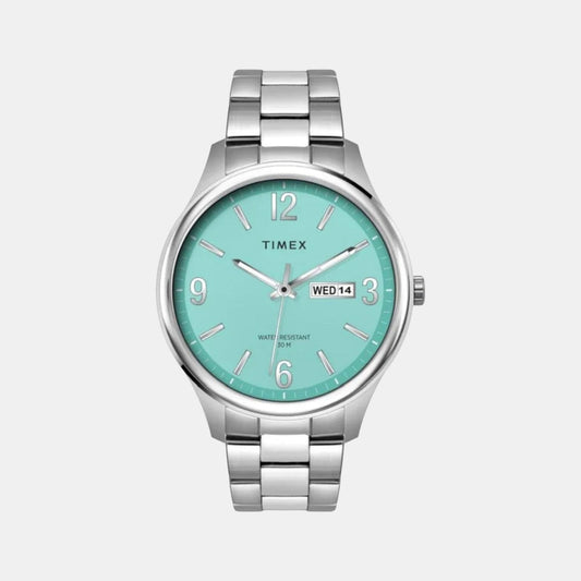 Timex TWEG18447 Blue Dial Round Case Analog Men Watch – Stainless Steel Bracelet, Quartz Movement