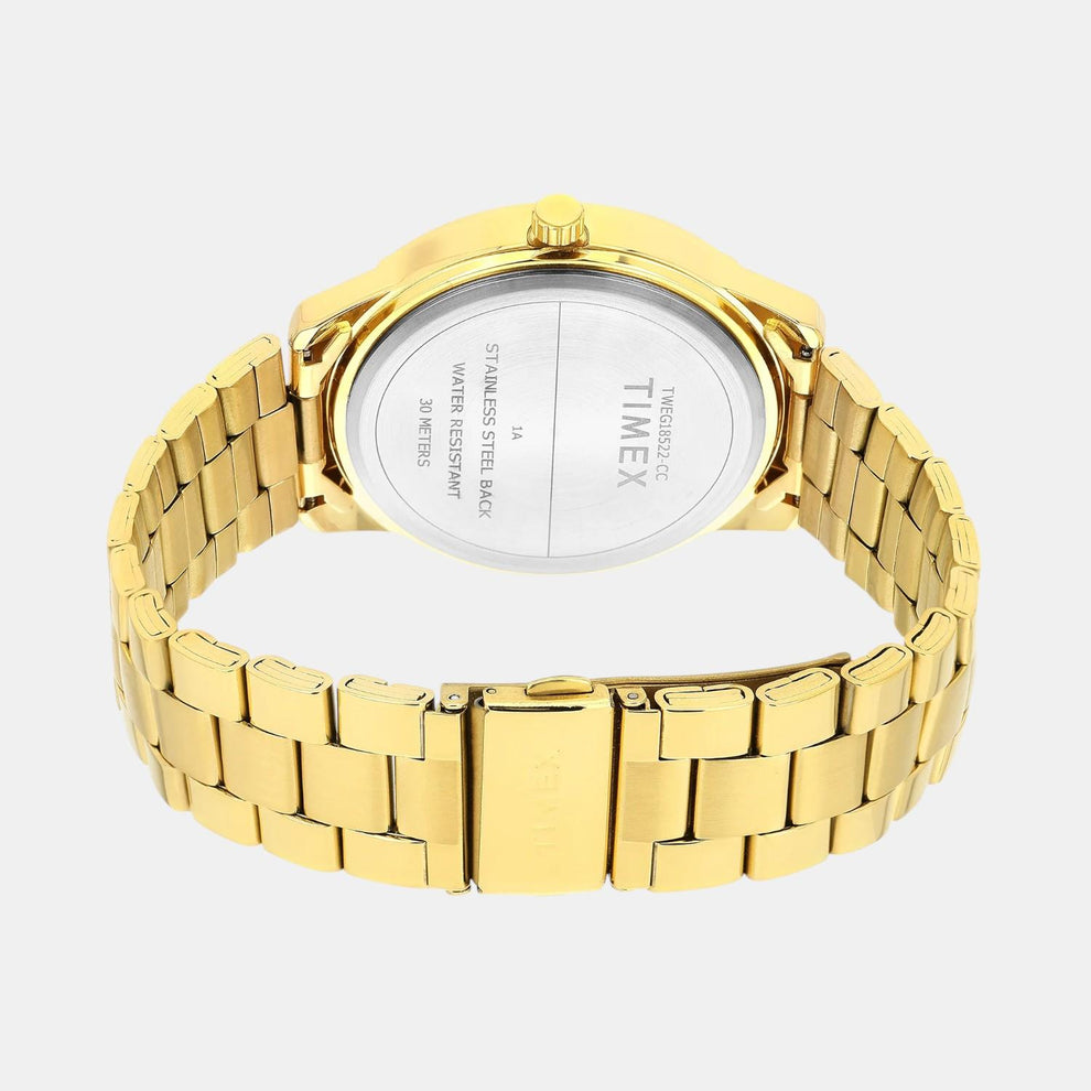 Timex TWEG18522 Men’s Green Dial Analog Watch with Gold Stainless Steel Strap