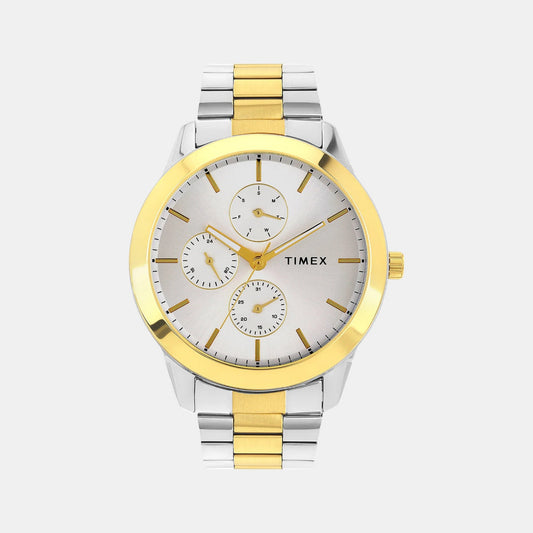 Timex TWEG18523 Men’s Silver Dial Analog Watch with Stainless-Steel Strap