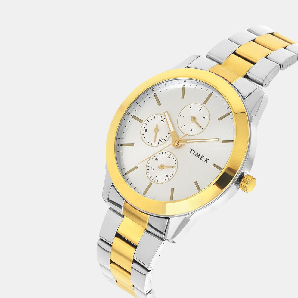 Timex TWEG18523 Men’s Silver Dial Analog Watch with Stainless-Steel Strap