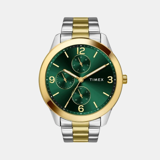 Timex TWEG18525 Men’s Green Dial Analog Watch with Stainless Steel Strap