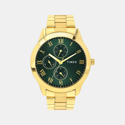 Timex TWEG18527 Men’s Green Dial Analog Watch with Stainless Steel Strap