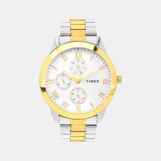 Timex TWEG18528 Men’s Silver Dial Analog Watch with Stainless Steel Strap