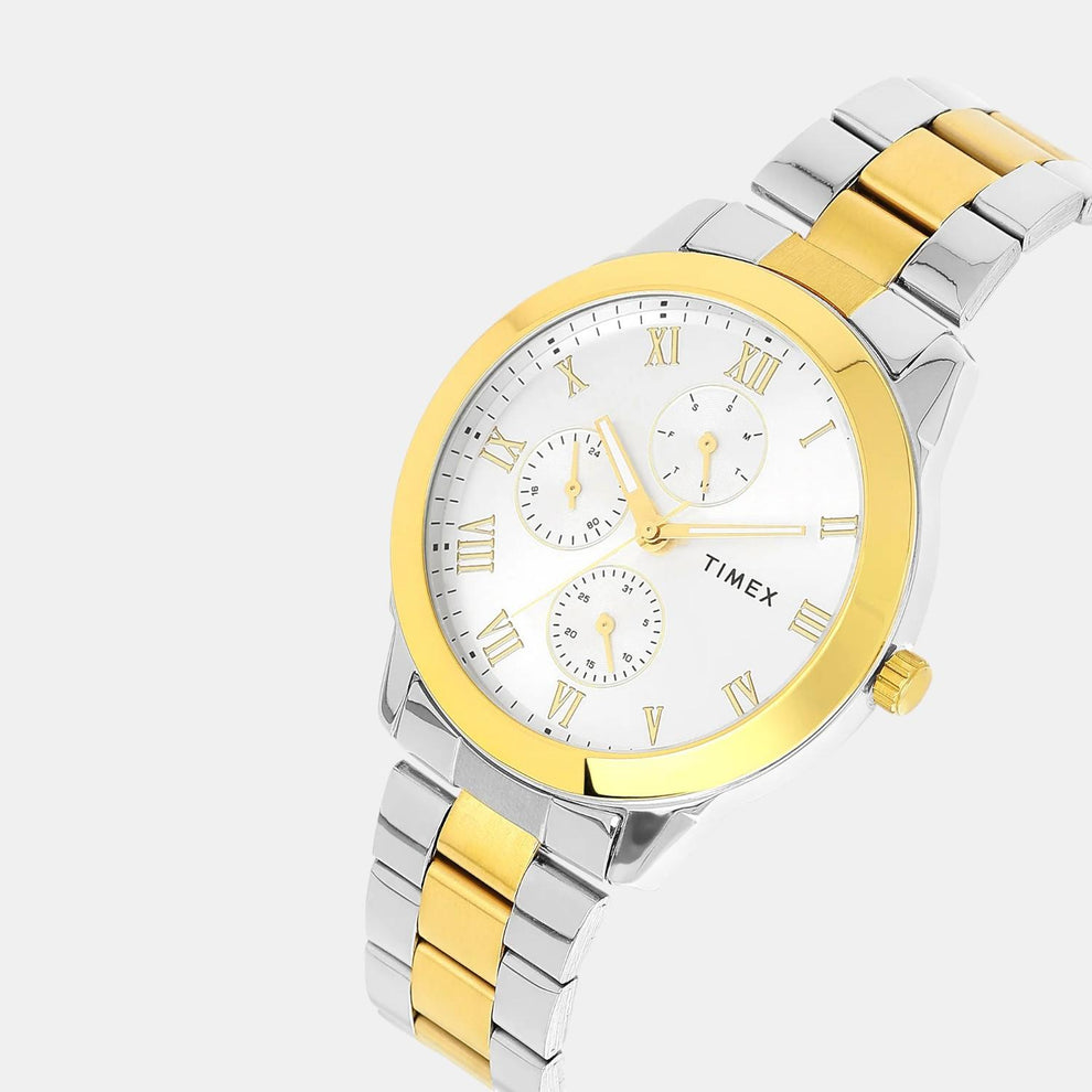 Timex TWEG18528 Men’s Silver Dial Analog Watch with Stainless Steel Strap